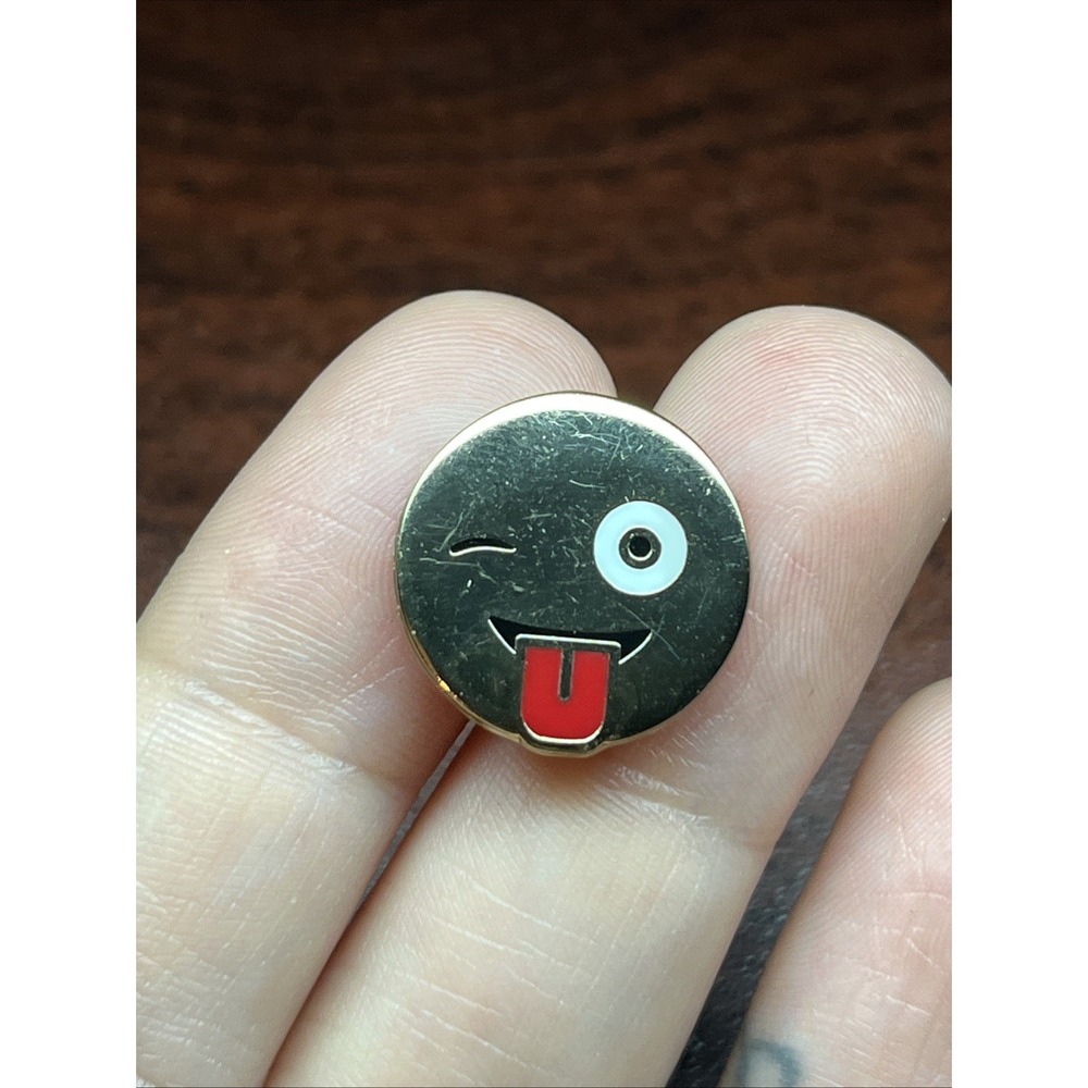 Winking Tongue Sticking Out Emoji Lapel Hat Pin